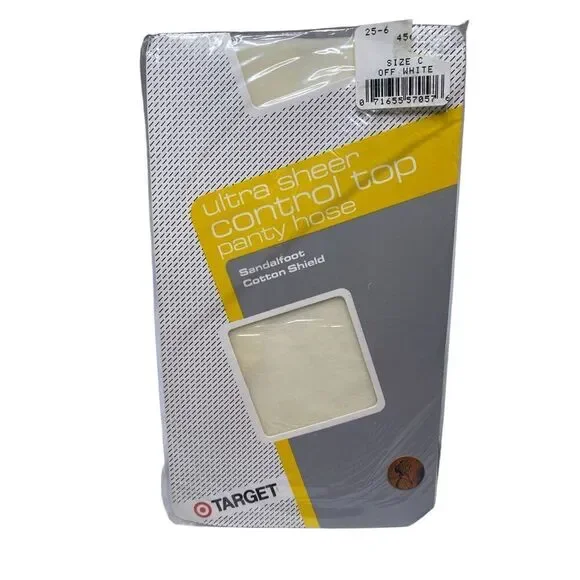 Target Ultra Sheer Control Top Pantyhose Off White Size C Sandalfoot Cotton