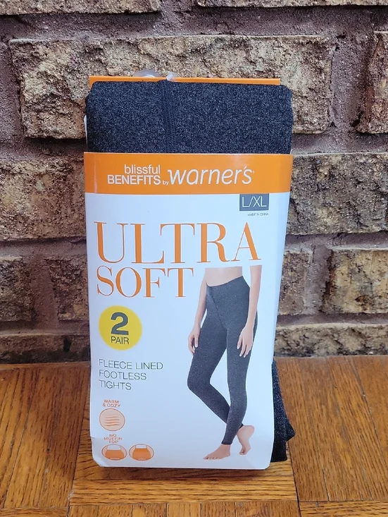 Warner's Ultra Soft Fleece-Lined Footless Tights Blissful Benefits Size L/XL