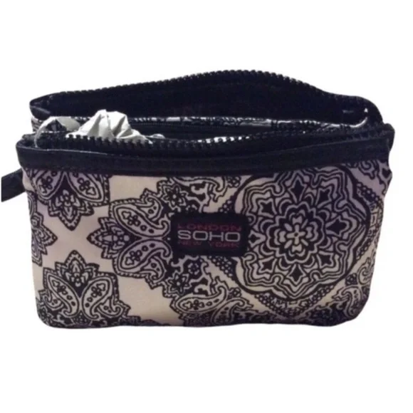 LONDON SOHO NEW YORK Black And White Paisley Wristlet