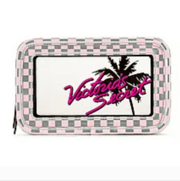 Victoria's Secret Cosmetic Bag Travel Pouch Paradise Palm Tree NWT $40