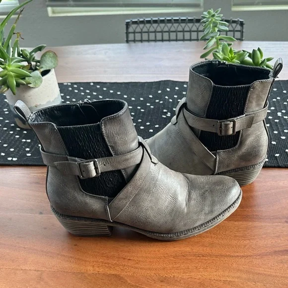 Rieker Ankle Boots Genuine Leather Moto Buckle