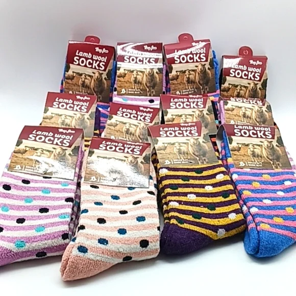 12 Pairs Lamb Wool Crew Socks/Thermal Warm Winter Boot Socks Size 9-11 Wom…