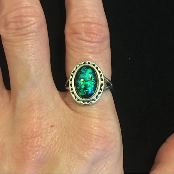 Mystical Green and Blue Sparkle Ring