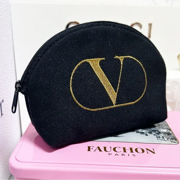 Authentic Valentino Garavani Rare Vintage Mini V Logo Cosmetic Bag / Pouch
