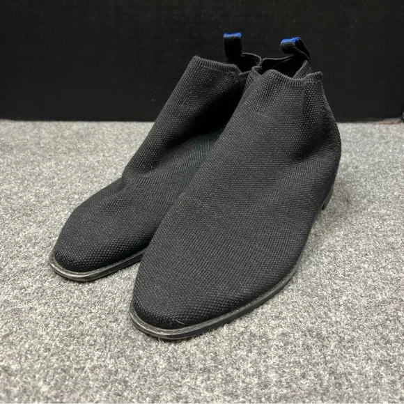 Rothy’s Merino Ankle Chelsea Flat Boots Onyx Black Women 8 Comfort Sistainable