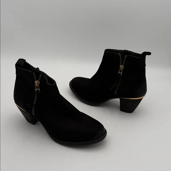 Steve Madden Elegant Black Ankle Boots women 8.5 leather festival retro Y2K