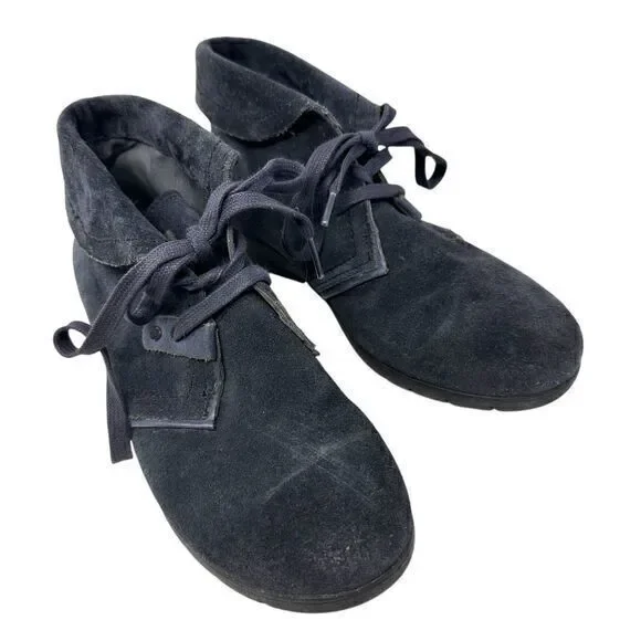 Bussola‎ Kolding Keisha Silk Suede Navy Blue Suede Lace Up Booties Size 39 (8)