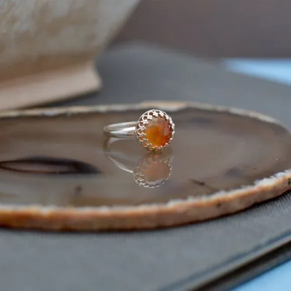 𝅺Sterling Silver Carnelian Ring