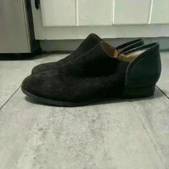 Jack Rogers Avery Black Leather Suede Whipstich Low Ankle Booties Size 8