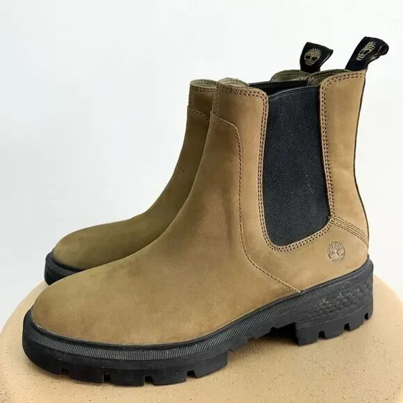 Timberland Women’s Cortina Valley Chelsea Boots In Olive Nubuck Leather