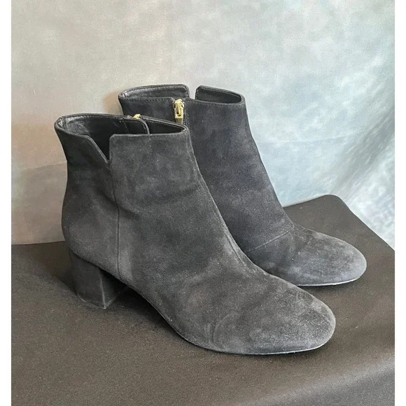 Kate Spade New York Black Suede Block Heel Ankle Boots Women's 9.5M‎