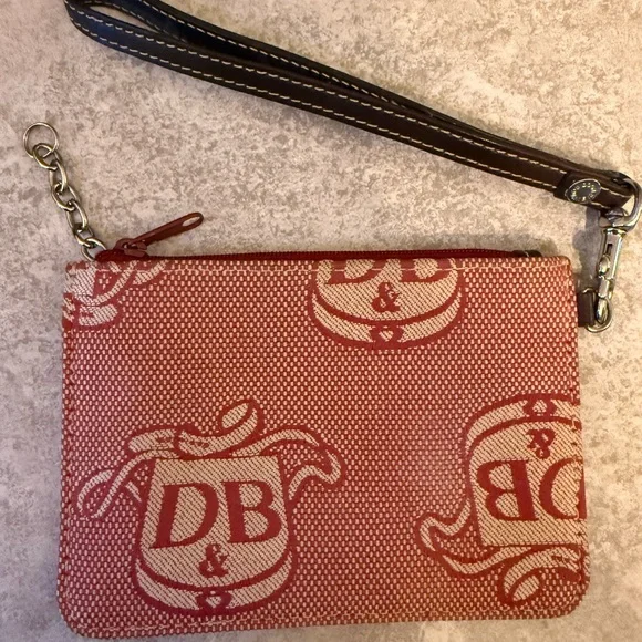 Dooney and Burke Red and White Wristlet Pouch