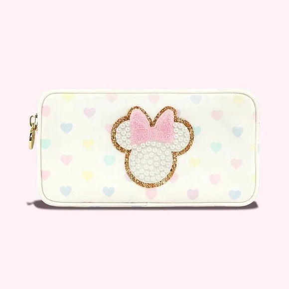 Stoney Clover Lane Disney Minnie Mouse Pastel Hearts Small Pouch‎ Cosmetic Bag