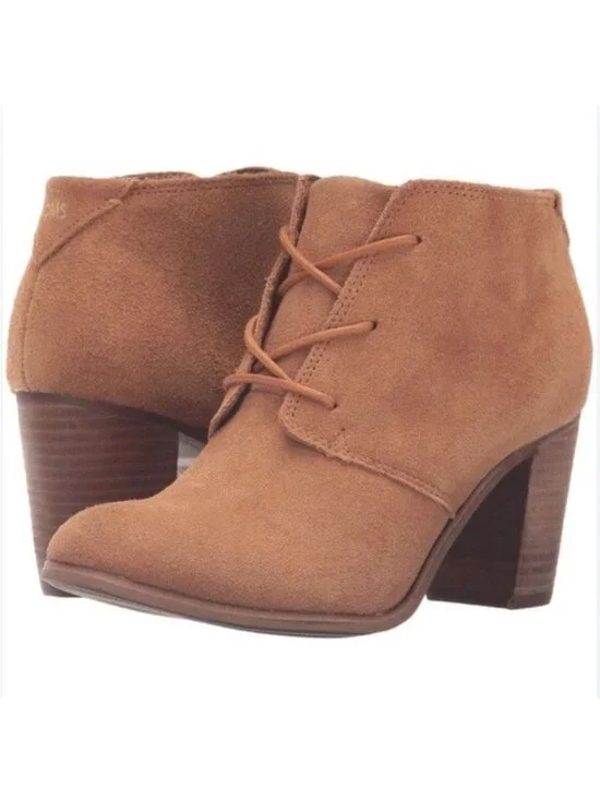 Toms Suede Lace-Up Ankle Booties - Cognac women’s 8