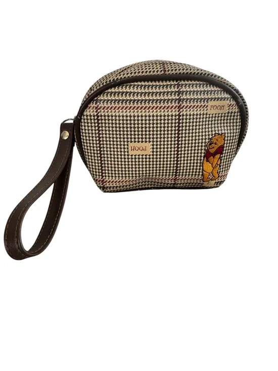 Disney Winnie the Pooh Brown Plaid Cosmetic Wristlet Bag