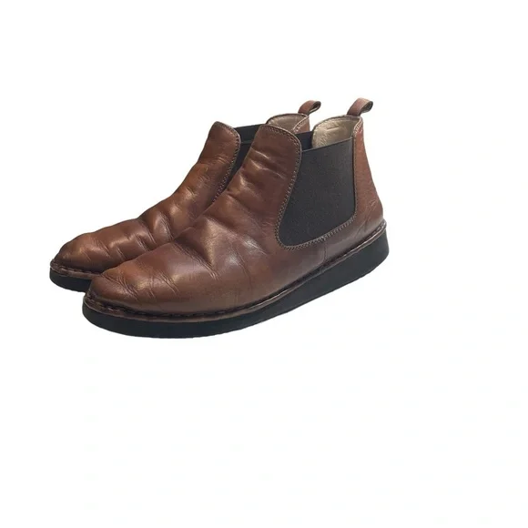 Sesto Meucci Pull On Boots Ankle Chelsea Round Toe Fall Casual Leather