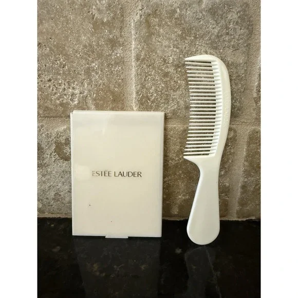 Estee‎ Lauder White Comb and Mirror Bundle Set Vintage Travel 2 Pieces