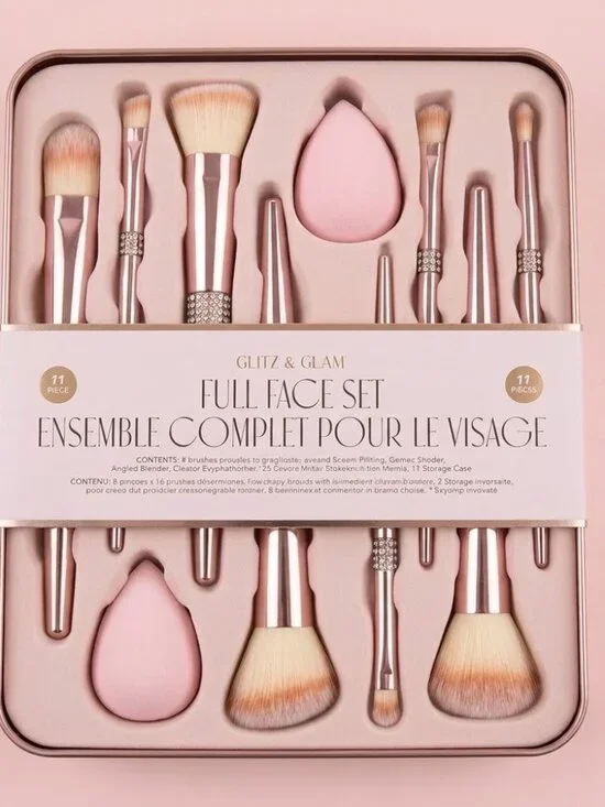 NWT Glitz & Glam Pink Bling 11 Piece Full Face‎ Makeup Brush Set