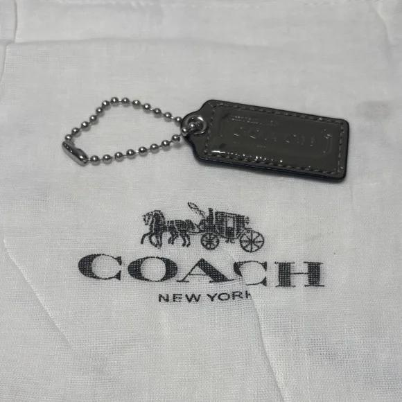 Coach Olive Green Patent Leather Hang Tag Keychain