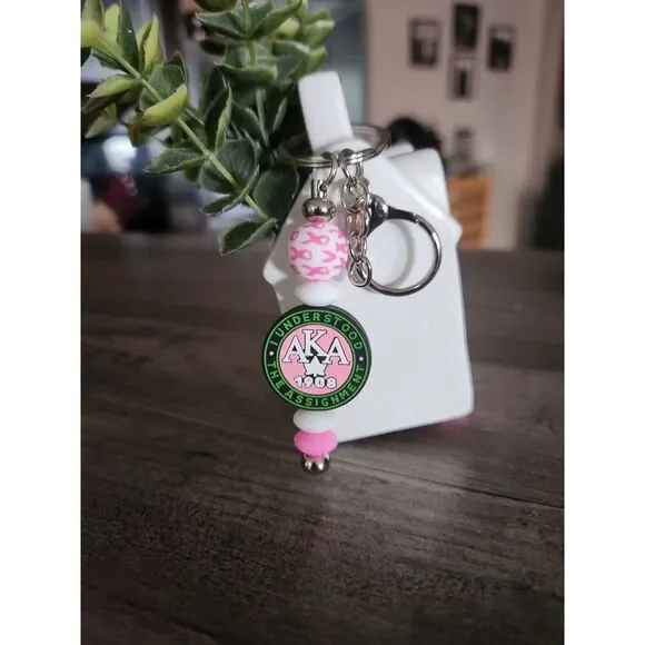 AKA-Inspired Breast Cancer Awareness Keychain