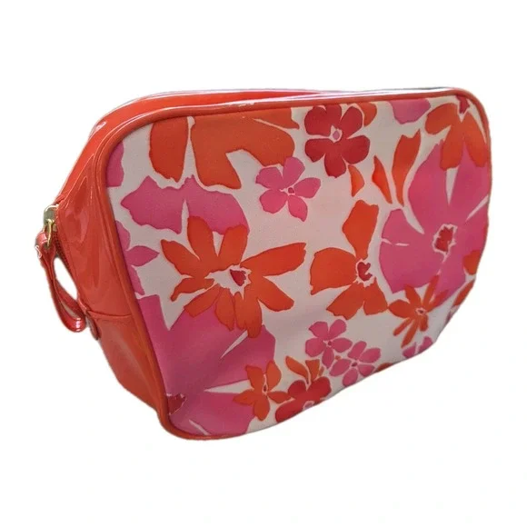 Elizabeth Arden Orange, Pink, White, Floral Print Cosmetic‎ Bag