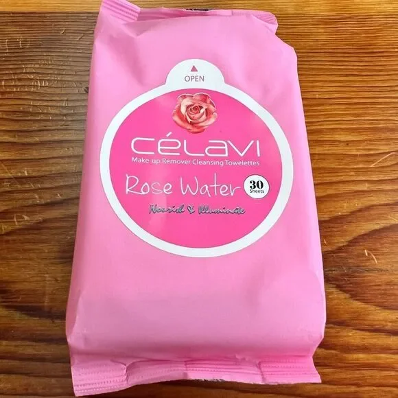 Celavi Rose Water Makeup Remover Cleansing Towelettes - 30 Count‎ Pack