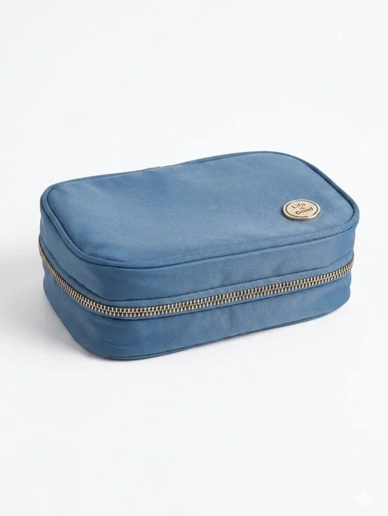Life Is Good Slate Blue Double Compartment Cosmetic Pouch