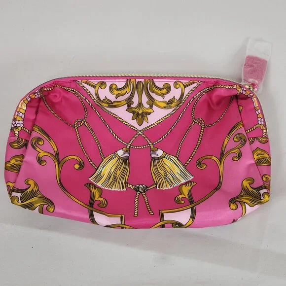 Estee Lauder Pink Tassel Printed‎ Cosmetic Makeup Bag zipper tassel travel pink