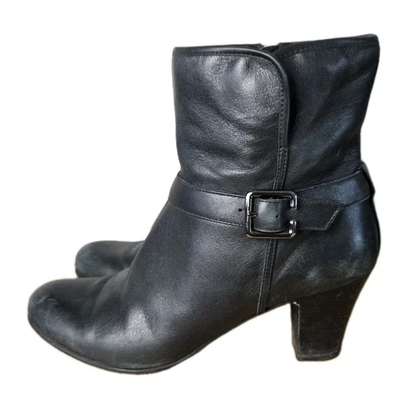 Clarks Womens Ankle Buckle Black Leather Heel Boots Womens 11‎ Witchy