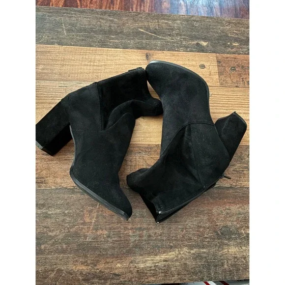Therapy Hoxton Black‎ Faux Suede Block Heel Sock Ankle Boots Womens 7