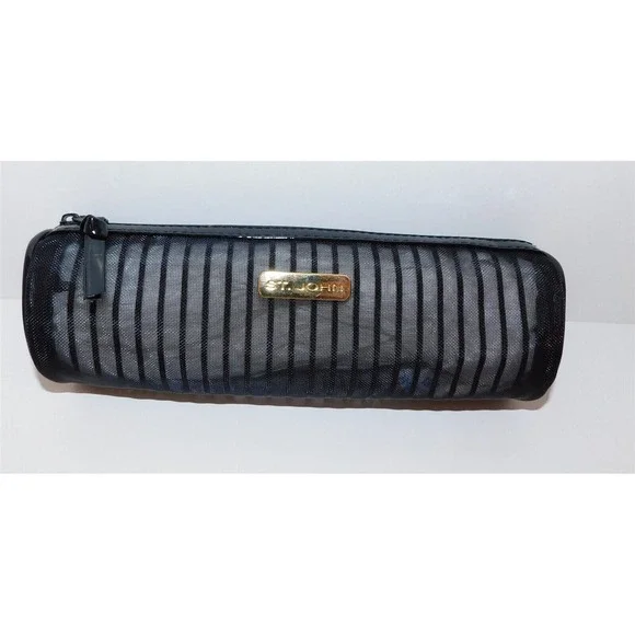 St John Black Patent Mesh Cosmetic‎ Case Bag