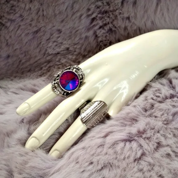 Blessed by Sparkles Silver Pink Adjustable Rings Set