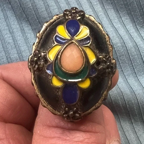 Vintage Look Multicolor Dome Statement Ring 6.75