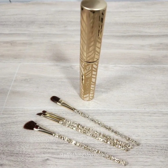 New Sephora Collection 'Glimmer In Her Eye' Eye Brush Set 4 Brushes And 1 Case