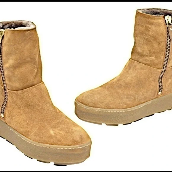 Vic Matié Suede Platform Ankle with Shearling Lining Booties Size 39