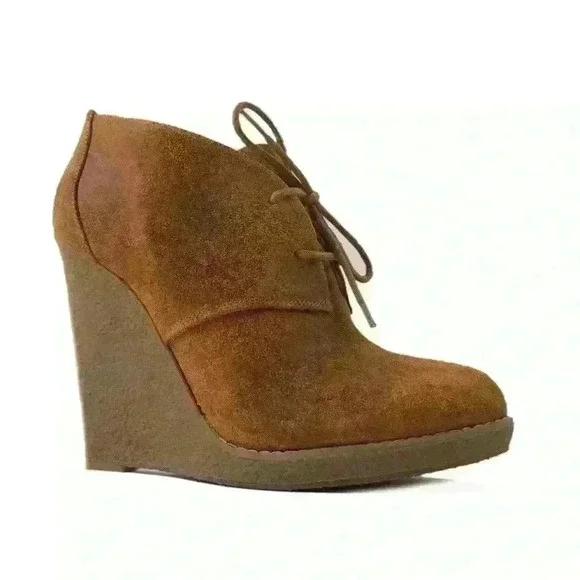 Enzo Angoliolini Leather Wedge High Heel Eaflory Rubber Ankle Boot Wmns Size 9
