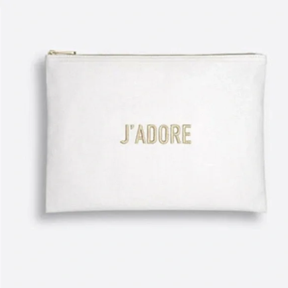 Dior J'ADORE large Canvas White Cosmetic Pouch New