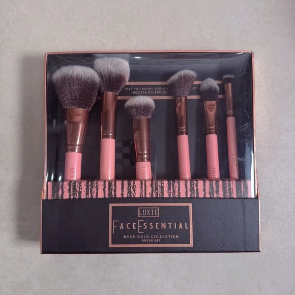 Luxie Face Essential Rose Gold Makeup Brush Set 6 Piece New