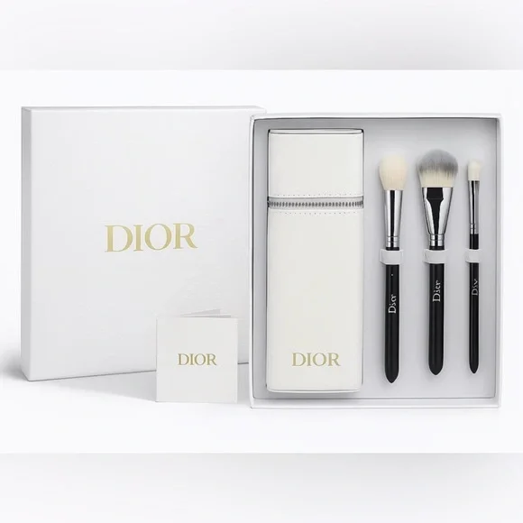 Dior 3pc Makeup Brush Set with White Case Limited Edition