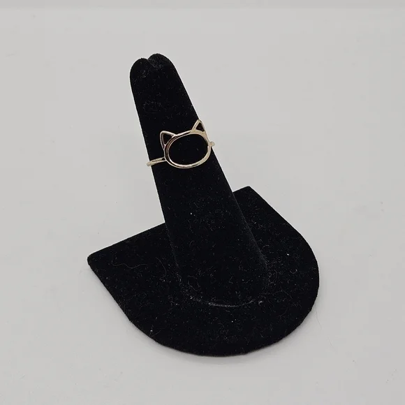 gold tone cat head cutout silhouette ring size 5.25