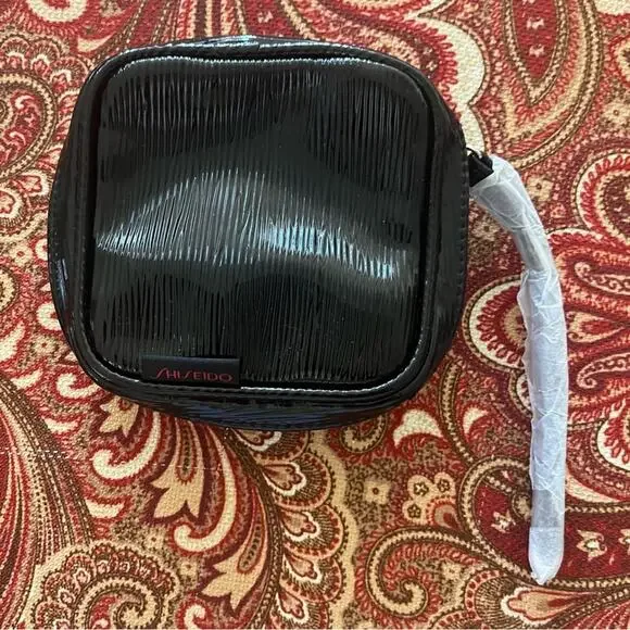 Shiseido Small Black Cosmetic Zip Around Pouch NWOT