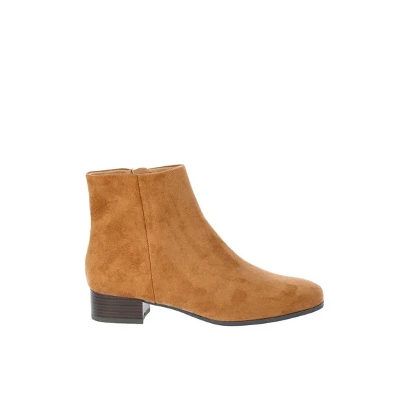 Women's Size 6 Ankle Boots | Faux Suede‎ Shoe | Cognac Brown NEW