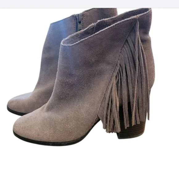 Arturo Chiang Suede Boots Reiden Fringe Tan Ankle Leather Taupe