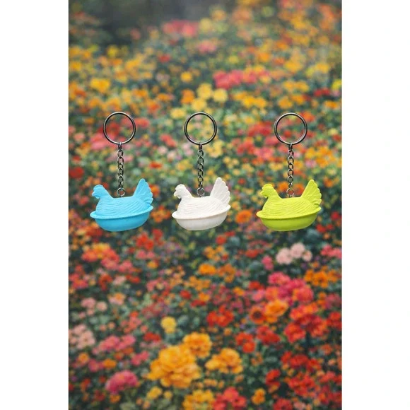 Vintage‎ Look Hen on Nest Keychains 3D Printed Farmhouse Shabby Chic - Lot of 3