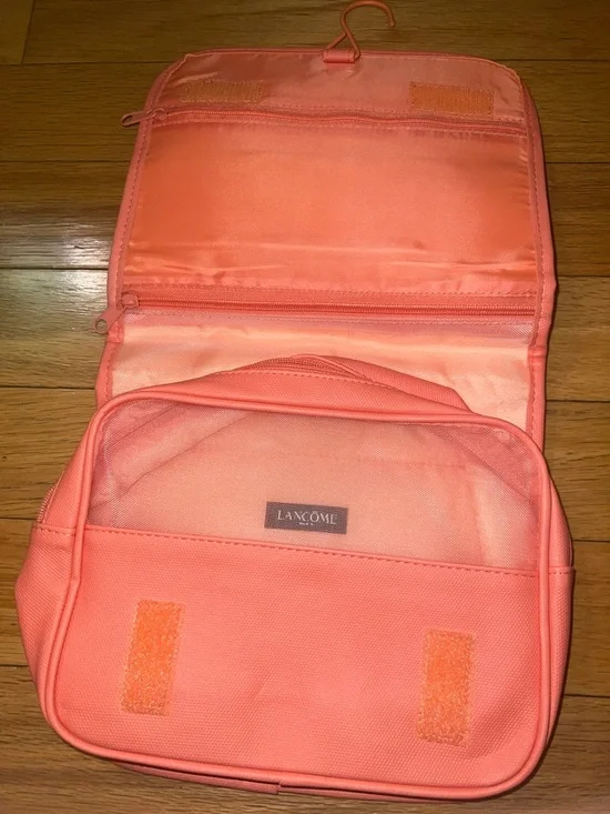 Lancôme Hanging makeup or toiletry bag in coral. New, never used.