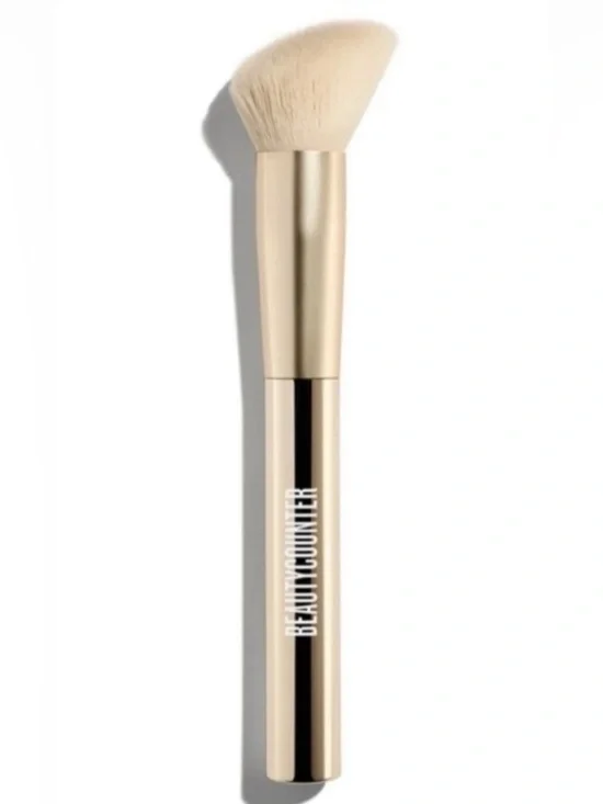 NIB Beautycounter Cream Bronzer Brush Gold Angled Powder Clean Beauty MSRP$36
