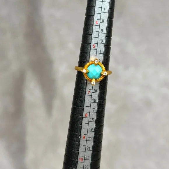 Freida Rothman BOHO Turquoise CZ 14K Gold over Sterling Silver Ring Size 6