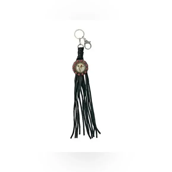 Silver Concho Skull Keychain