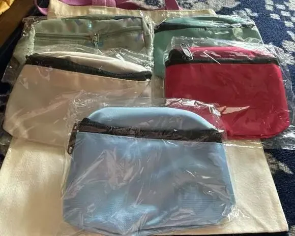 Set of 5 Assorted Multi-Color Zippered Pouch Bags