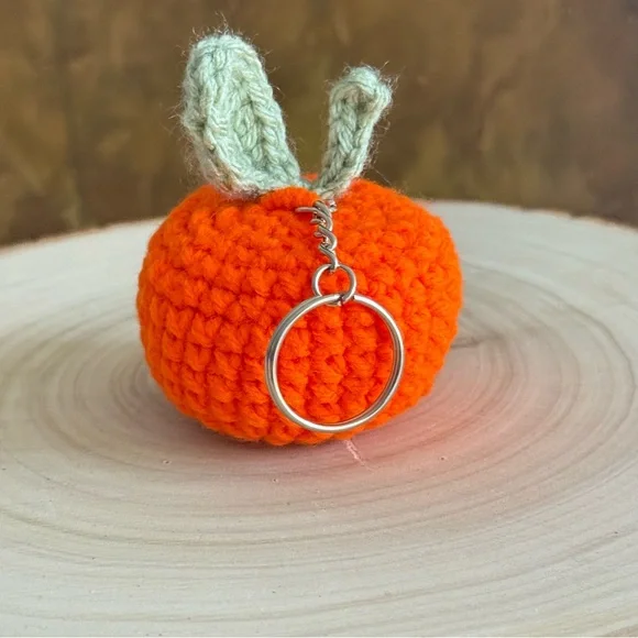 Handmade Crochet Clementine Keychain | Cute Fruit Amigurumi Gift